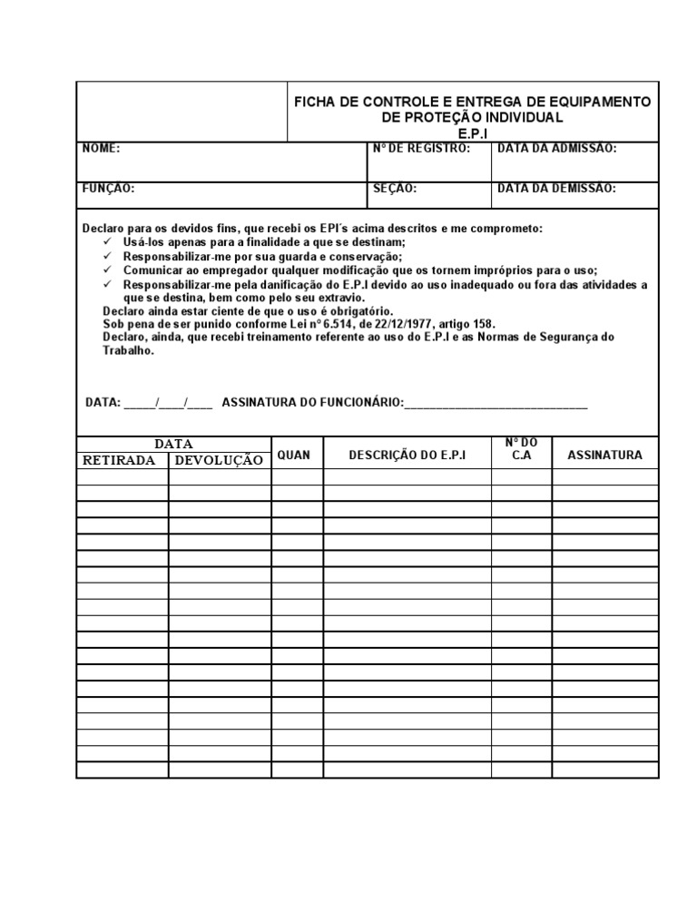 Ficha de epi pdf