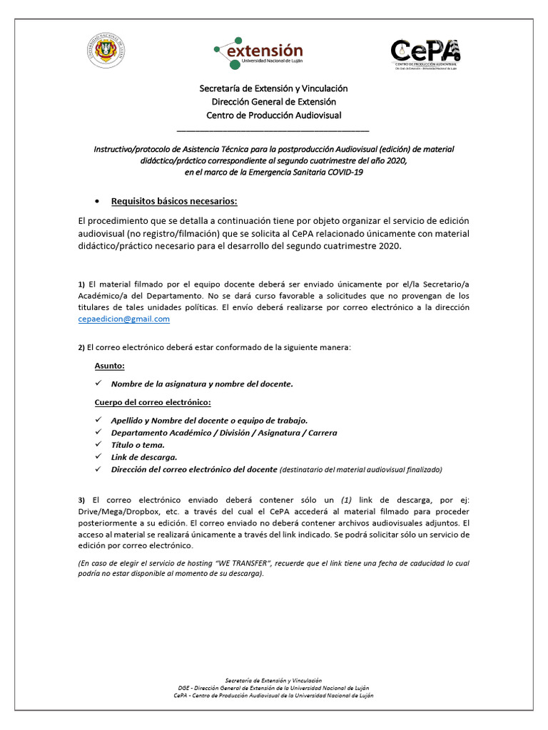 Instructivo-Protocolo CePA 2020 | PDF | Micrófono