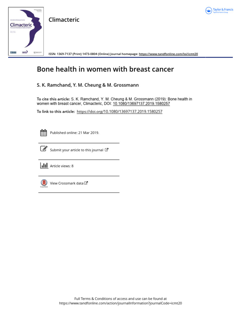 Bone Health in Women With Breast Cancer | PDF | Osteoporosis | Menopause