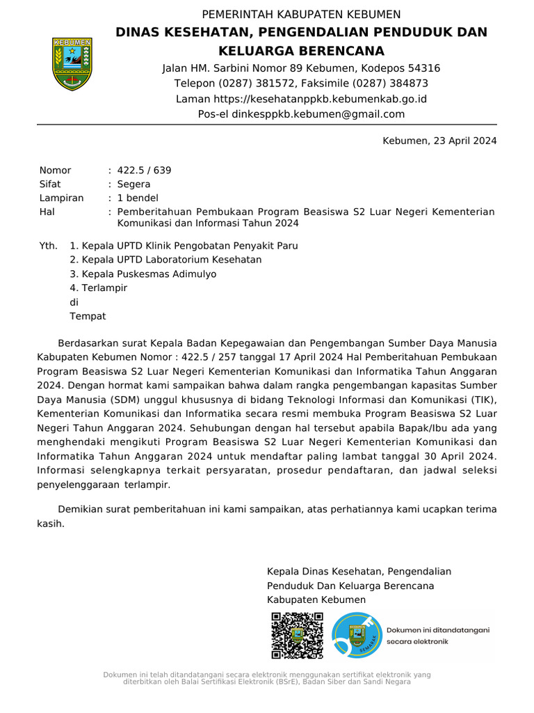 Pemberitahuan pembukaan program beasiswa s2 luar negeri kementerian