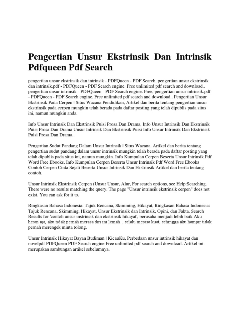Unsur Intrinsik Dan Unsur Ekstrinsik Cerpen - Berbagai Unsur