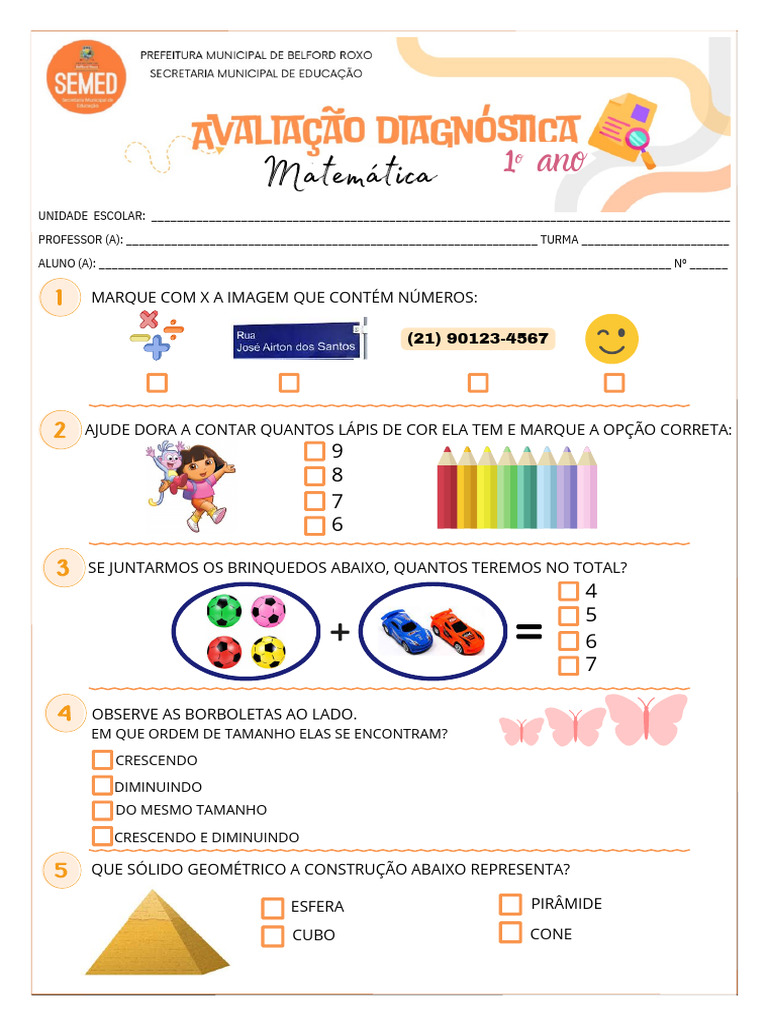 Atividades de Matemática para 1º Ano | PDF
