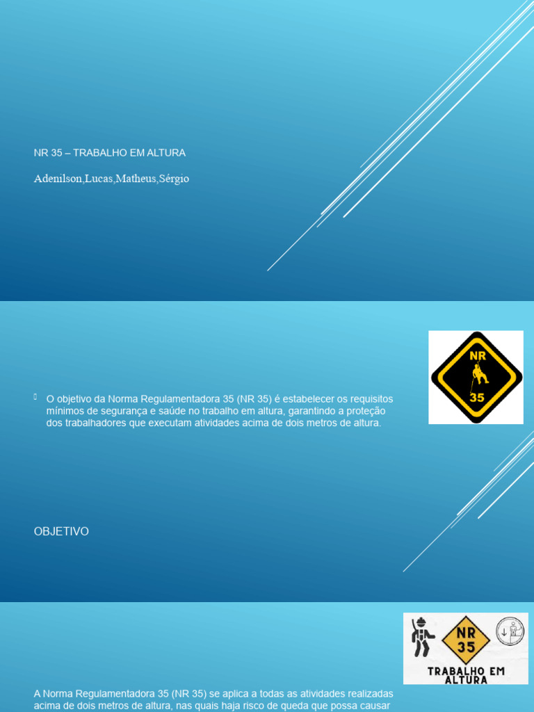 Segurança no Trabalho em Altura: NR 35 | PDF | Planejamento ...
