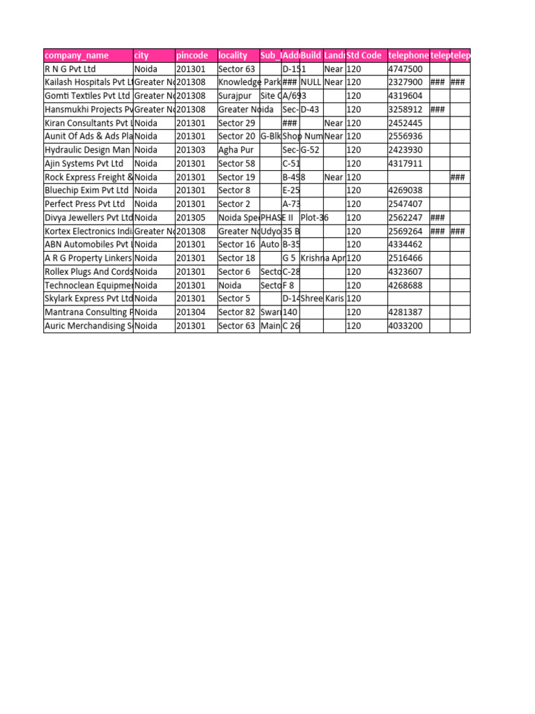 Noida Ceo Cto Md Data Sample Pdf Textile Industry Secondary