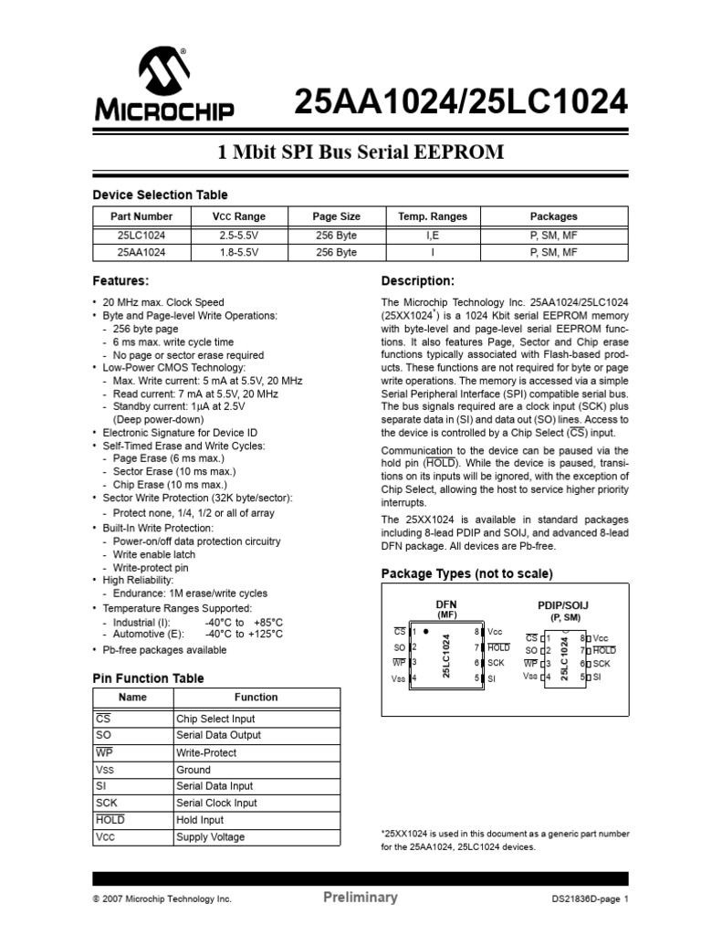 1 Mbit SPI EEPROM Features & Specs | PDF | Computer Engineering ...