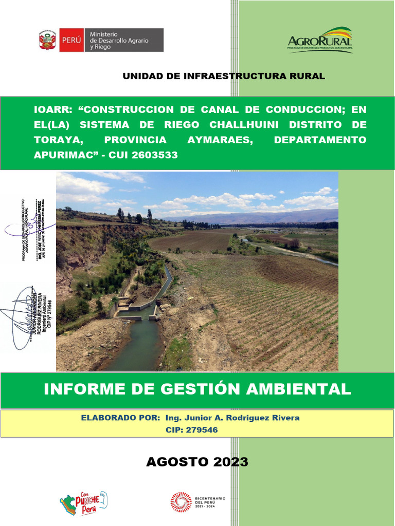 Iga Agrorural Apu-67 | PDF | Riego | Evaluación de impacto ambiental
