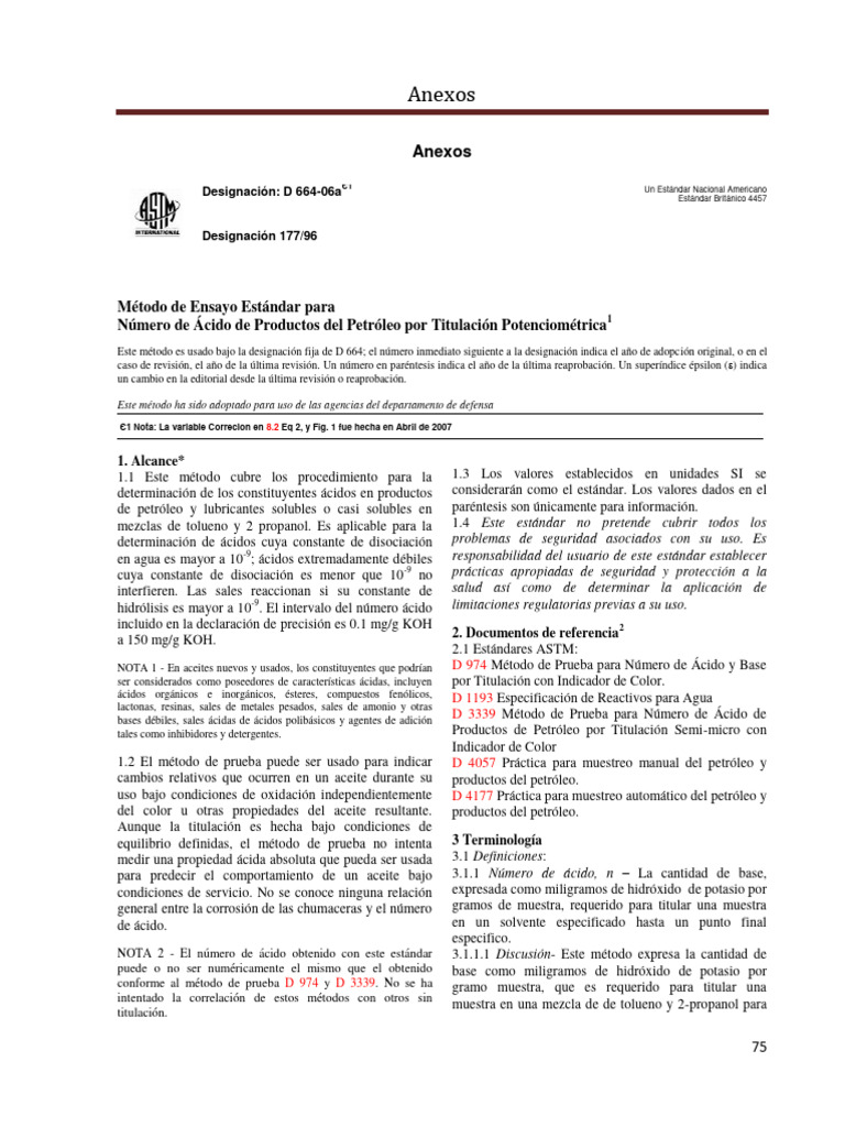 ASTM D664 EN CASTELLANO PDF Valoración Química