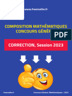 Concours General Mathematiques Corrige Serie S 2023