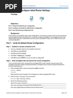 6.4.1.3 Packet Tracer - Configure Initial Router Settings