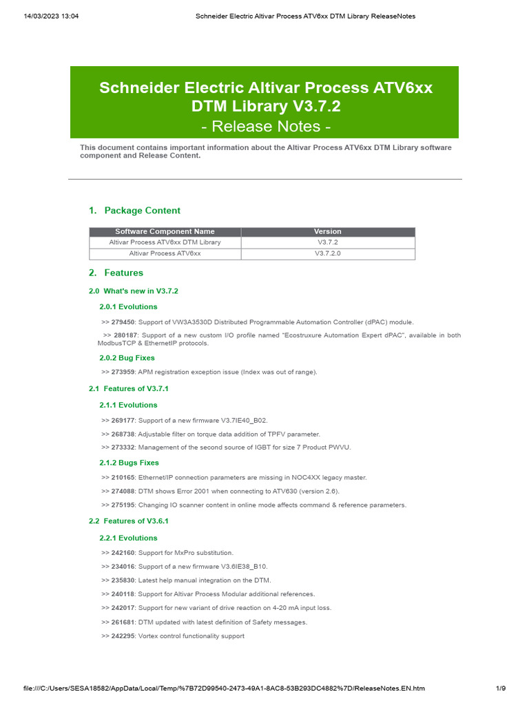 ATV6xx DTM Library V3.7.2 Release Notes | PDF | Computer Engineering ...