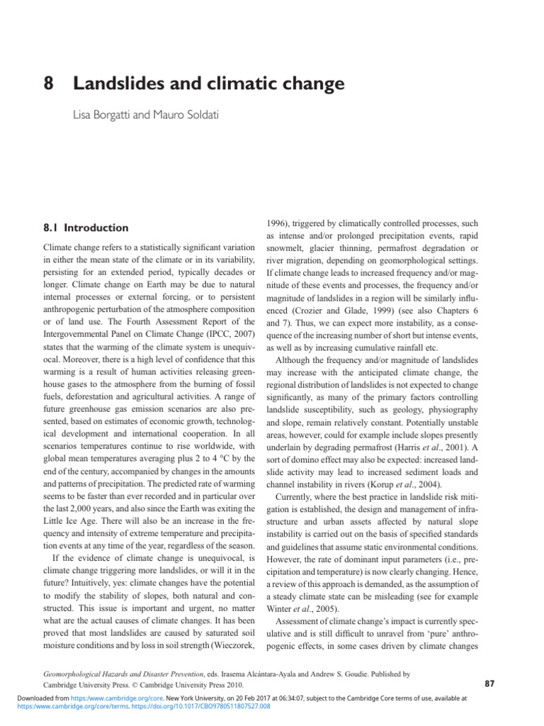 Landslides And Climatic Change Pdf Landslide Climate