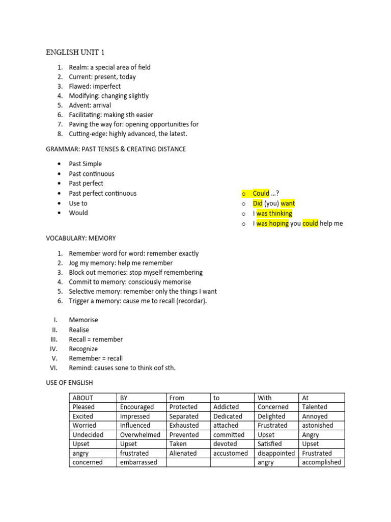 English Unit 1 Pdf Linguistics Grammar