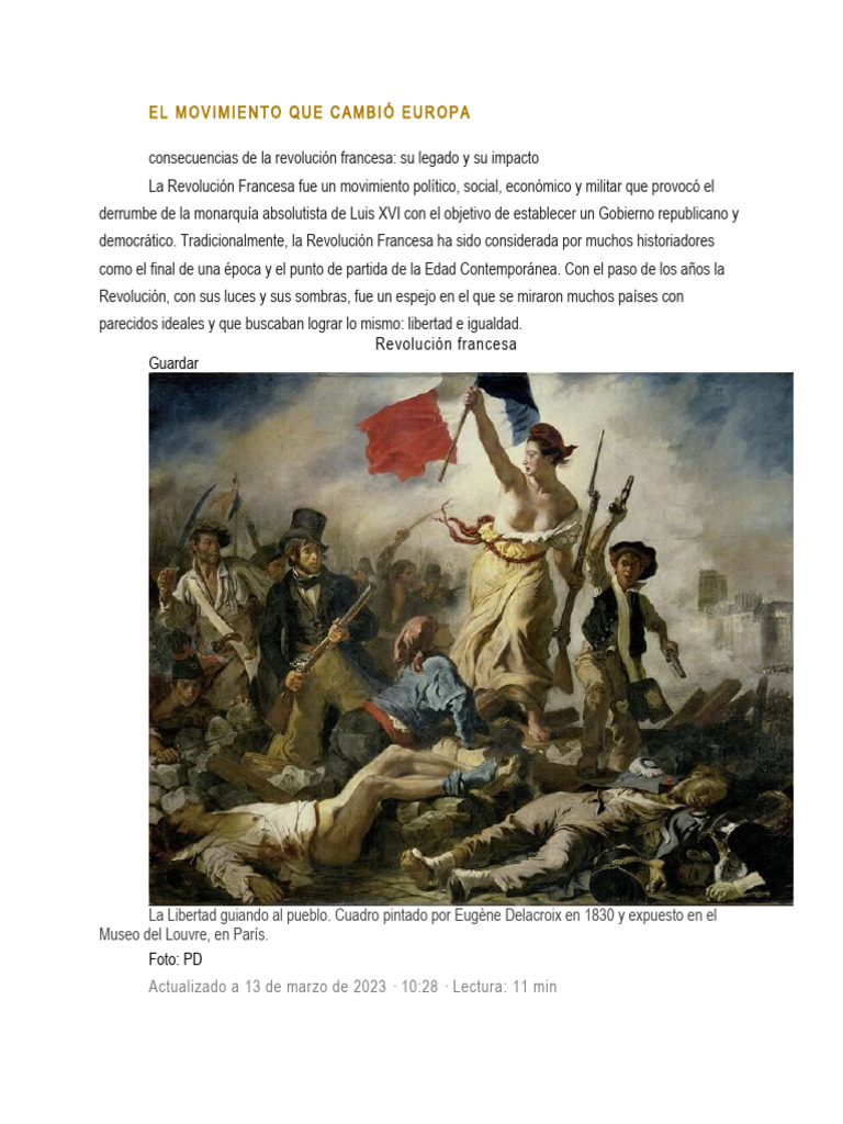 EL MOVIMIENTO QUE CAMBIÓ EUROPA | PDF | revolución Francesa | Francia