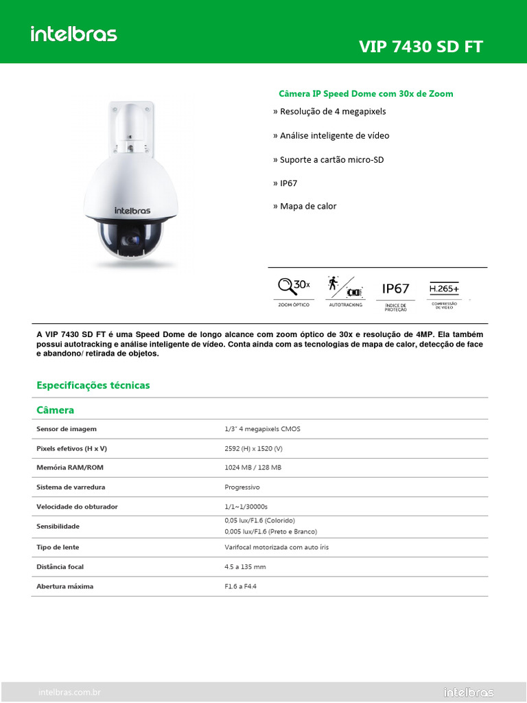 Datasheet Vip 7430 SD FT PT | PDF | Endereço de IP | Câmera
