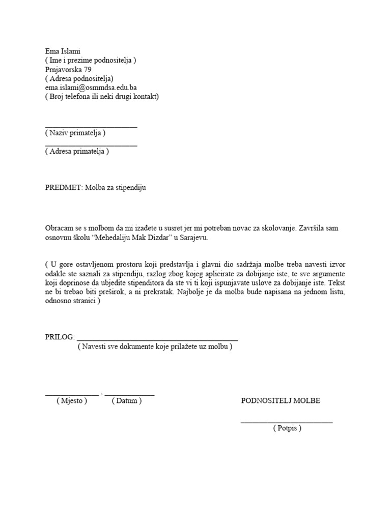Prijedlog Molba | PDF
