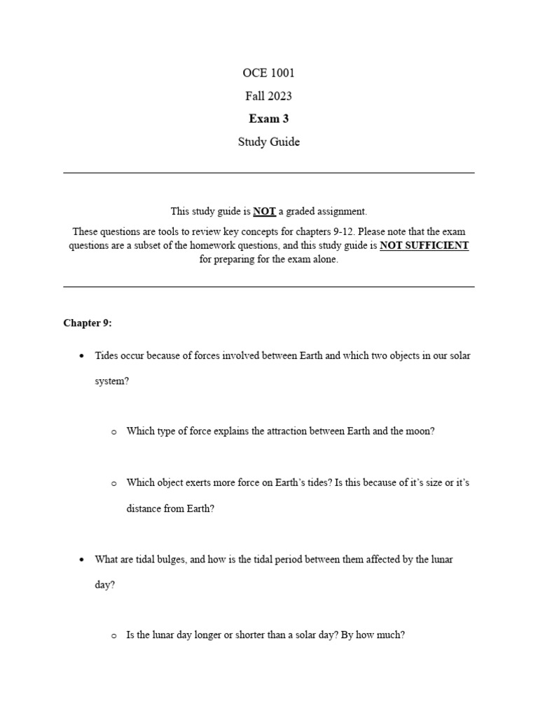 Tides and Coastal Processes Study Guide | PDF | Tide | Coast