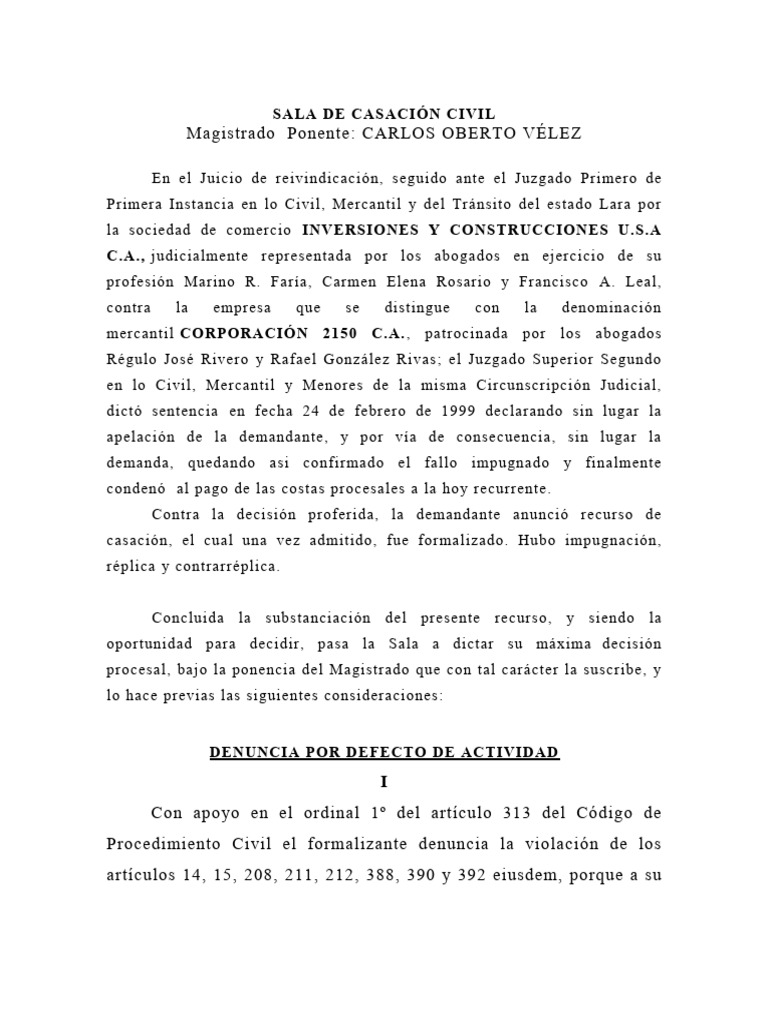 Sentencia Sala de Casación Civil | PDF | Procedimiento Civil | Ley procesal