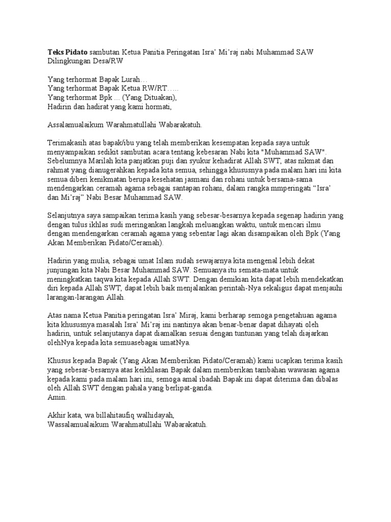 Teks Pidato Tentang Isra Miraj Berbagi Teks Penting
