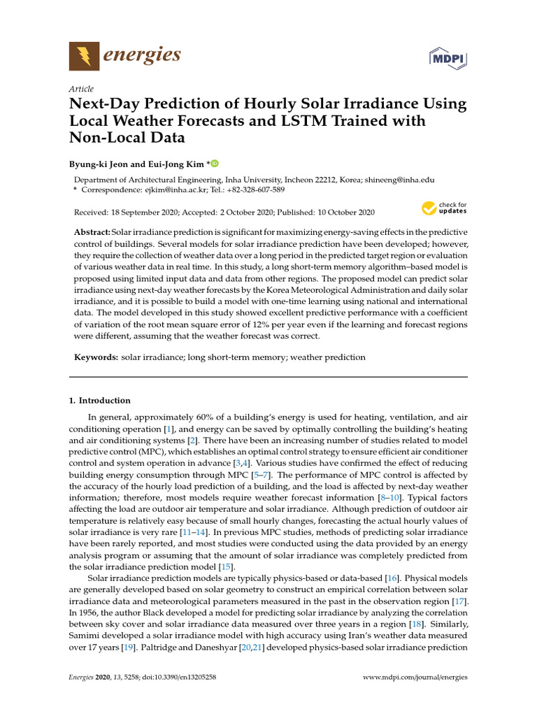 Energies 13 05258 v2 | PDF | Weather Forecasting | Artificial Neural ...