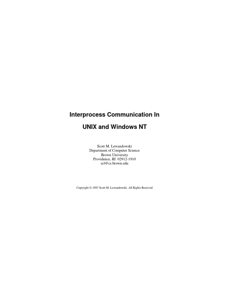 Interprocess Communication in UNIX and Windows NT | PDF
