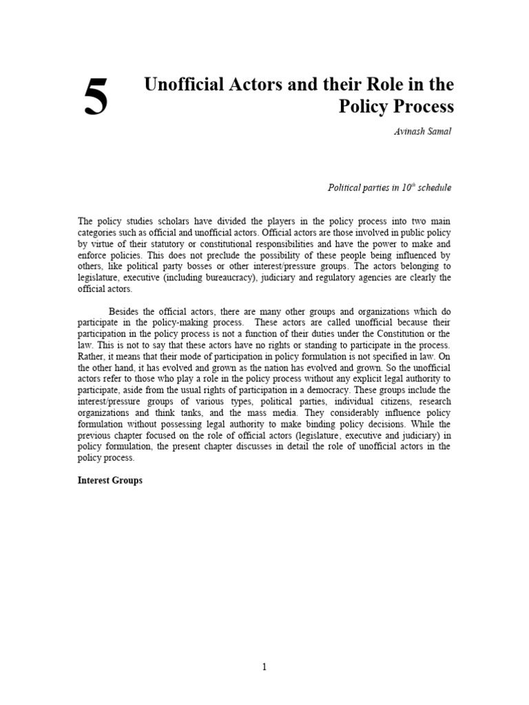 Unofficial Actors in Policy Making | PDF | Voting | Trade Union