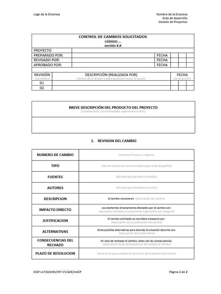 3.-Modelo Control de Cambios-M | PDF | Informática
