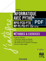Informatique Avec Python Méthodes Et Exercices MPSI PCSI PTSI MP PC PSI PT TSI TPC 2e Édition