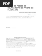 Modelo de Pedido de Relaxamento de Prisão em Flagrante