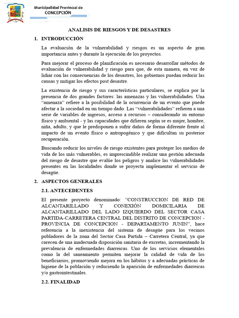 Análisis de Riesgos en Proyectos de Saneamiento | PDF | Riesgo | Erosión