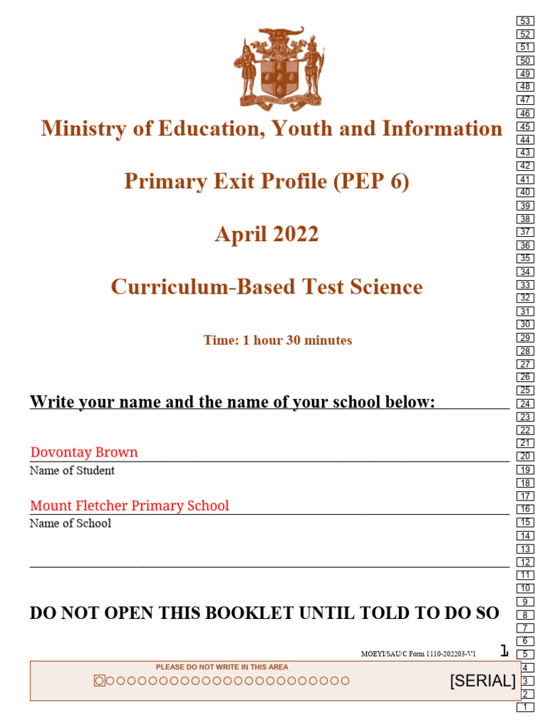 PEP 6 Science Test Curriculum 2022 | PDF | Waste | Sound