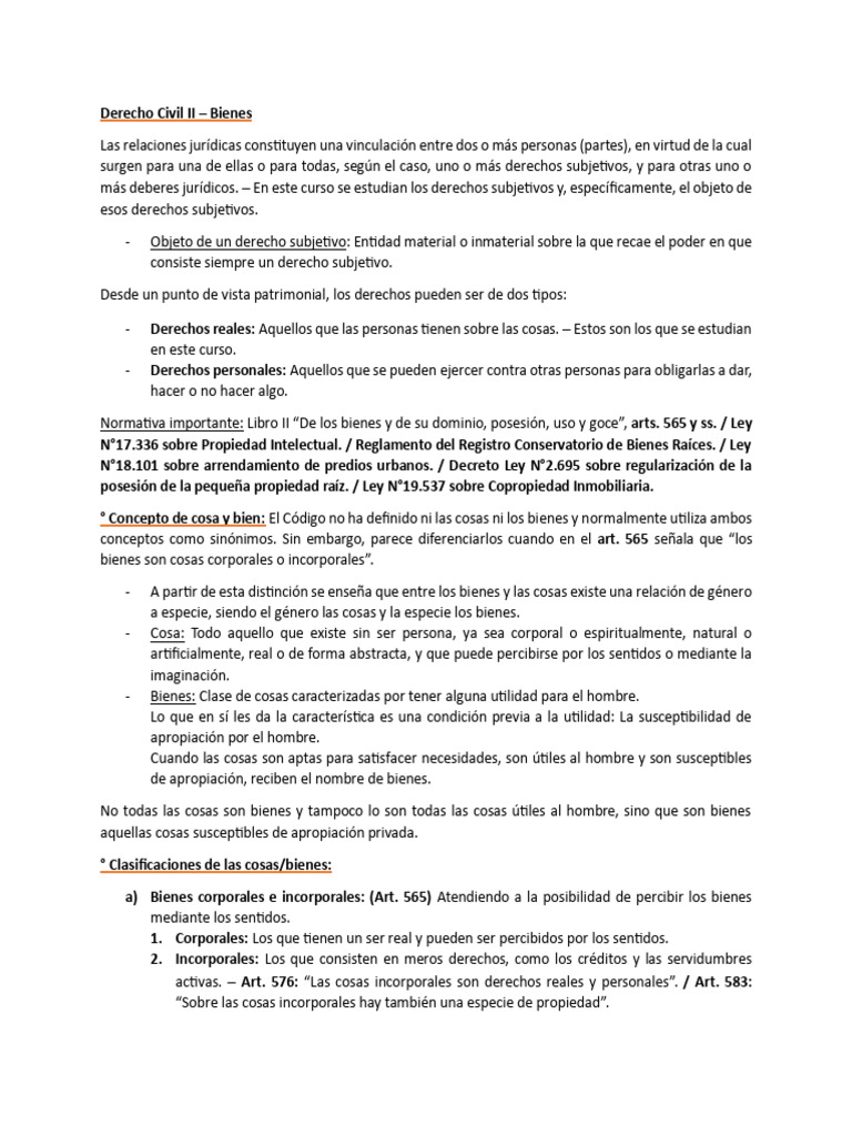 Bienes en Derecho Civil II: Clasificación y Tipos | PDF | Propiedad ...