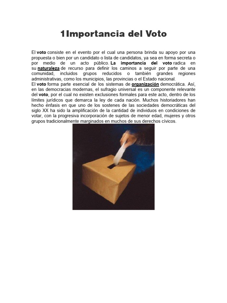 Importancia Del Voto | PDF