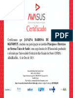 Princípios e Diretrizes No Sistema Único de Saúde - Autoinstrucional - Certificado de Conclusão