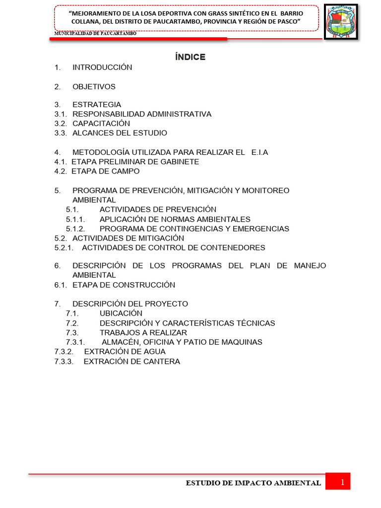 2.3 Estudio de Impacto Ambiental Paucartambo | PDF | Residuos | Entorno ...