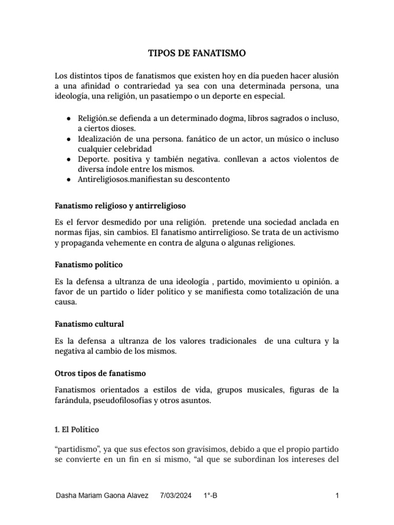 Tipos de Fanatismo y sus Consecuencias | PDF | Internet