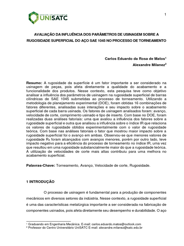 Carlos Eduardo Da Rosa de Matos - TCC2 | PDF | Máquinas | Vestir-se