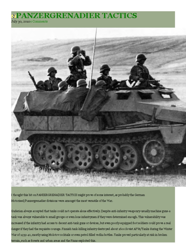 Panzergrenadier Tactics PDF Tanks Infantry