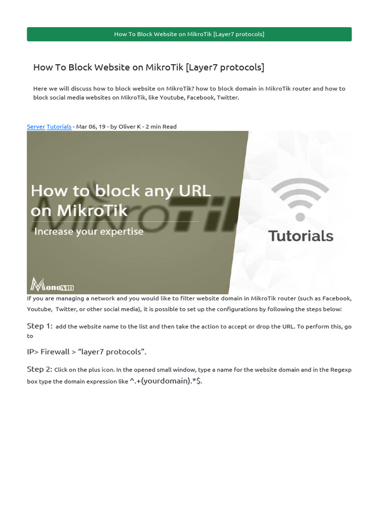 Block Websites on MikroTik Router | PDF