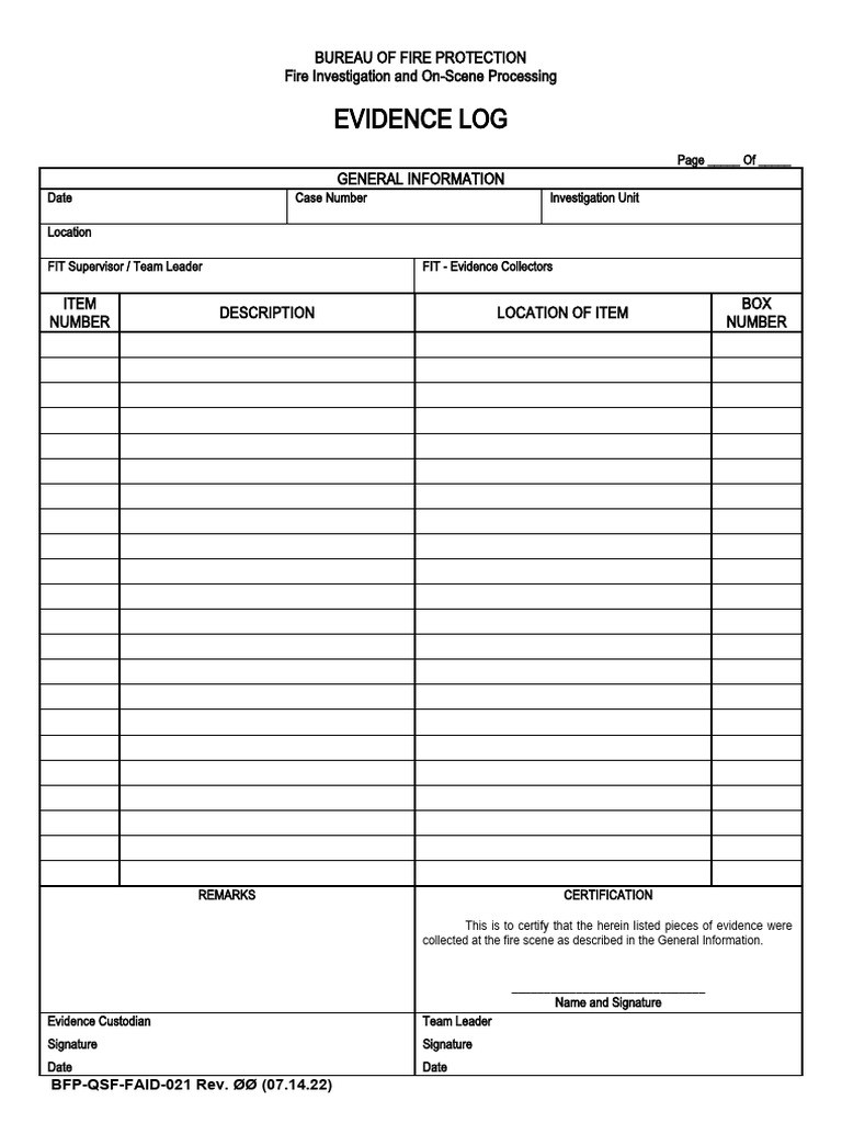 Evidence Log | PDF