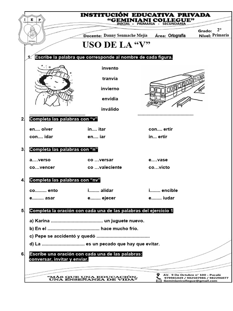 Uso de la "V" en Primaria | PDF | Zoología