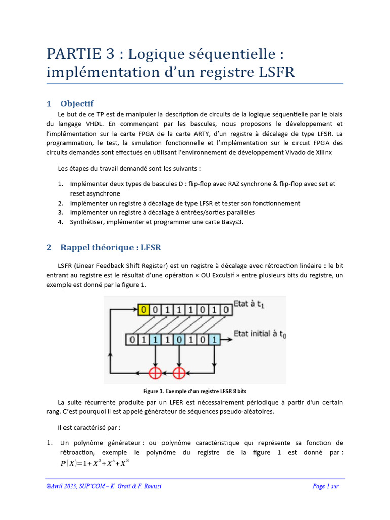 Implémentation d'un registre LFSR en VHDL | PDF | VHDL | Circuit électrique