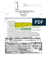 Garment Making Past Questions For WAEC SSCE