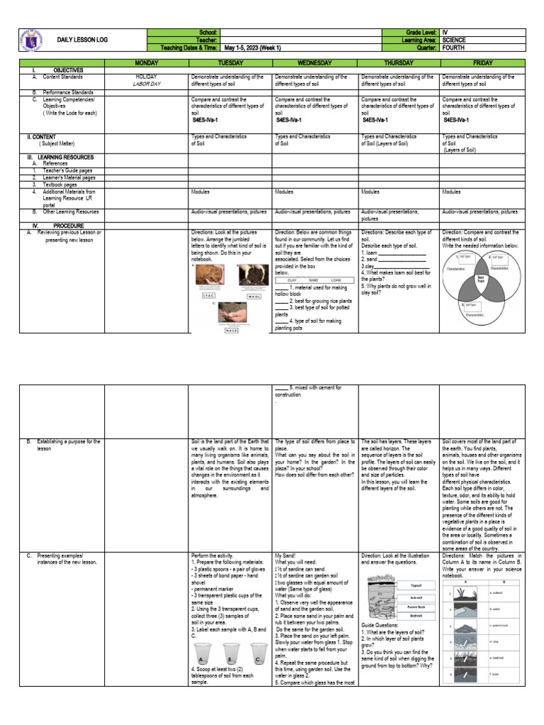 Science Week 1 | PDF | Soil | Topsoil