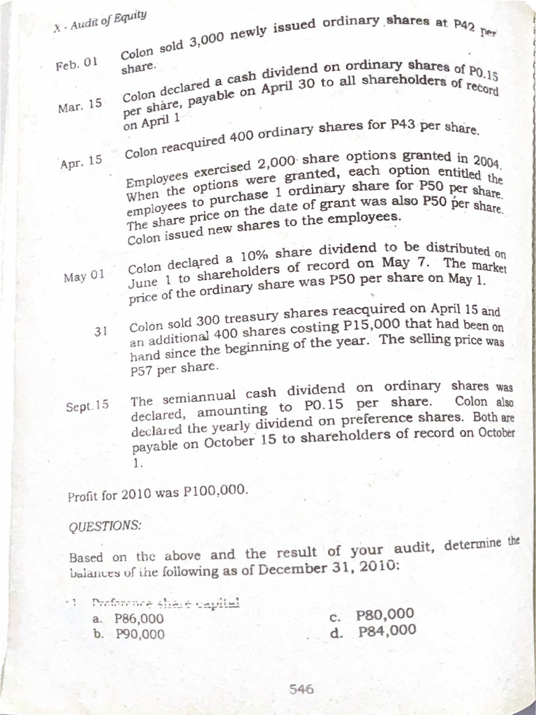 Shareholder S Equity Pdf