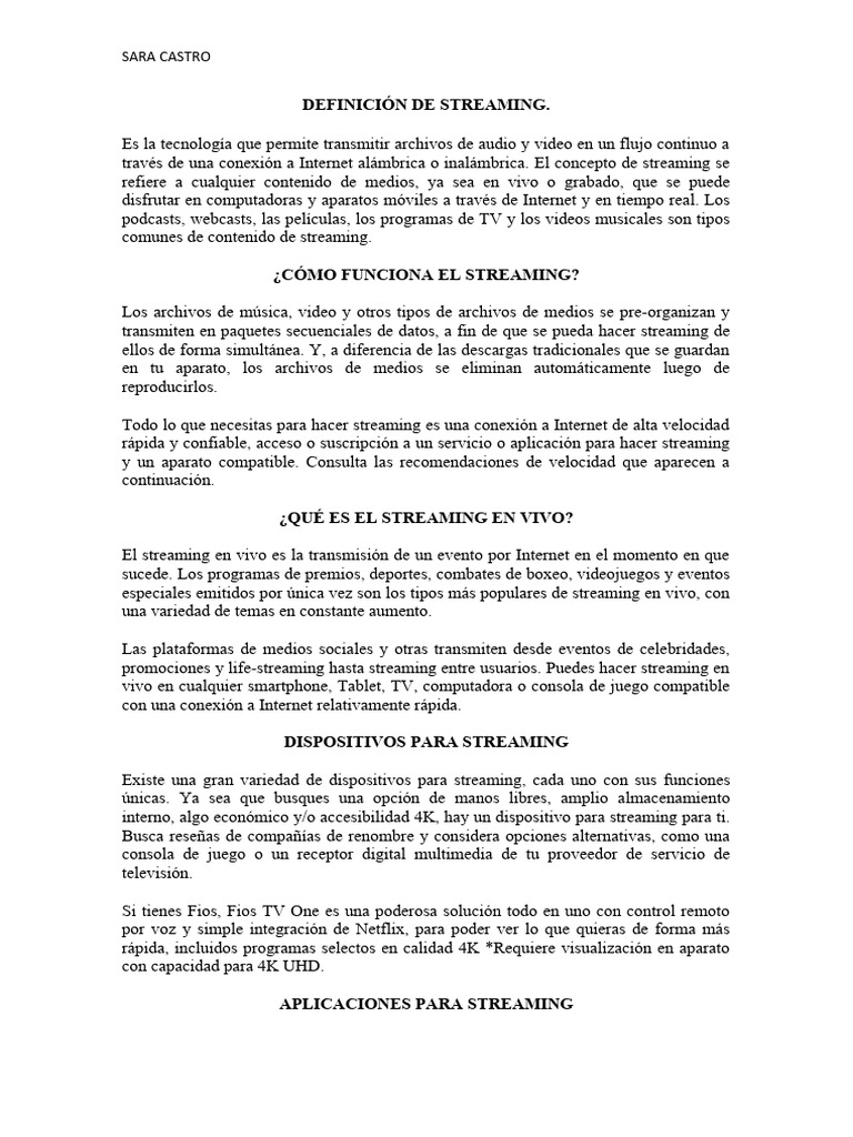 Definición y Concepto de Streaming | PDF | Streaming Media ...