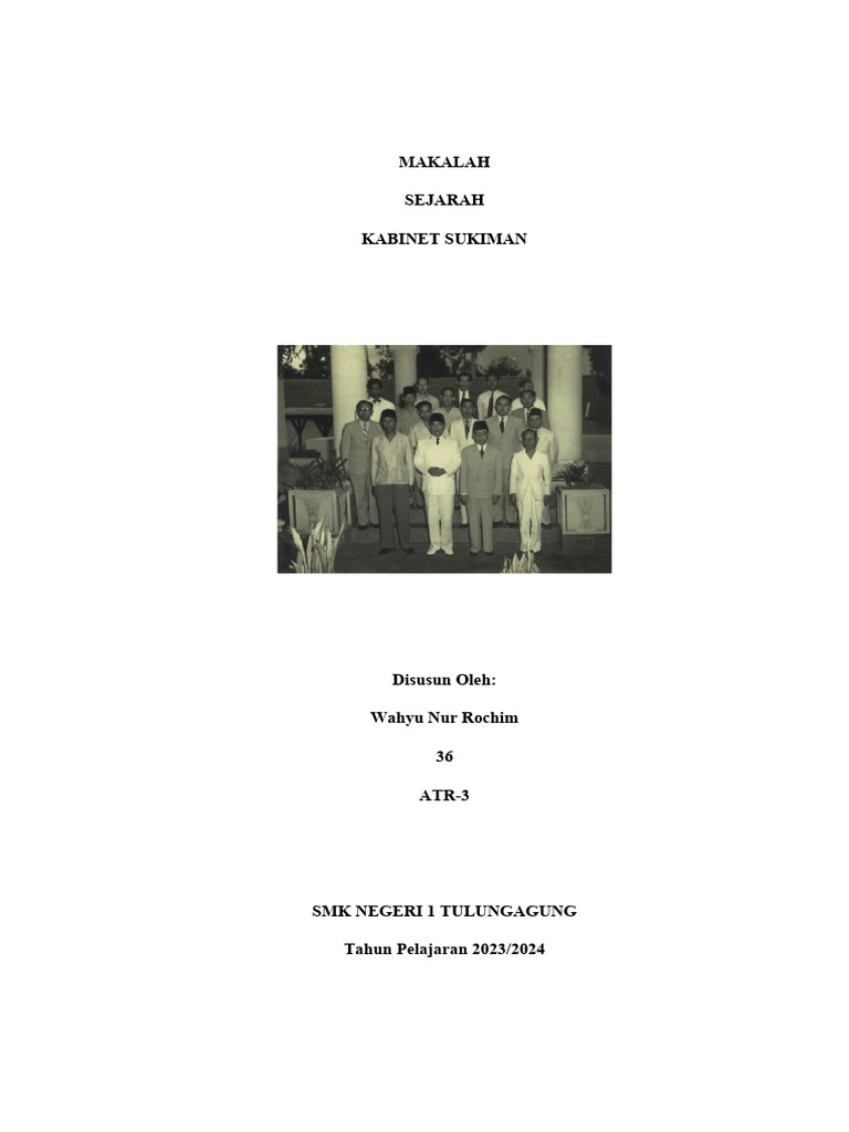 Sejarah Kabinet Sukiman 1951-1952 | PDF
