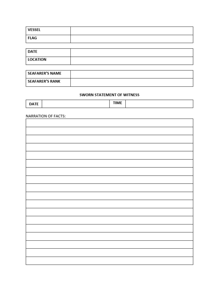 Seafarer Witness Statement Template | PDF