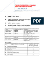 WASSCE WAEC Store Keeping Syllabus Development Report Form