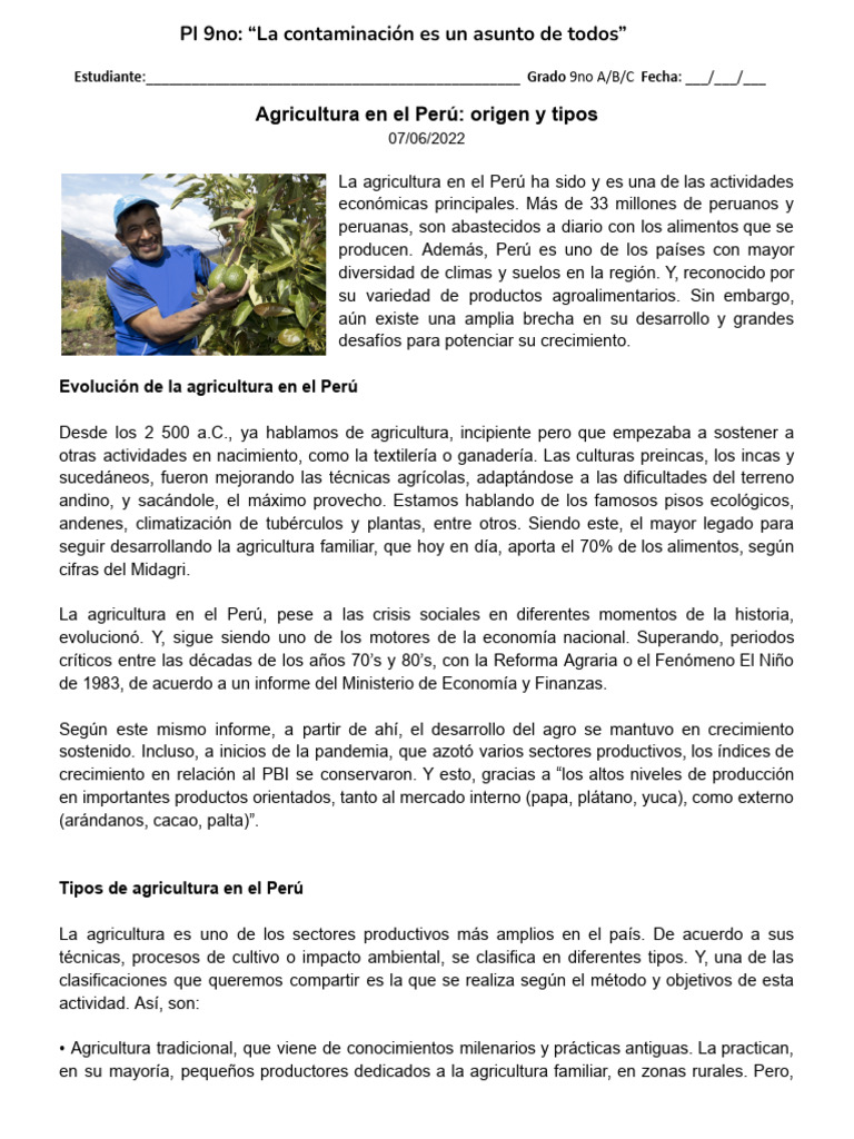 Alerta 3 Agricultura En El Perú Origen Y Tipos Pdf Agricultura
