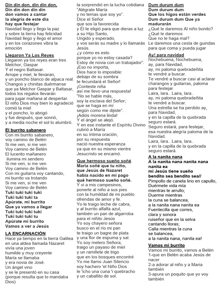 Letras de Villancicos Navideños | PDF | María, madre de Jesús | Navidad